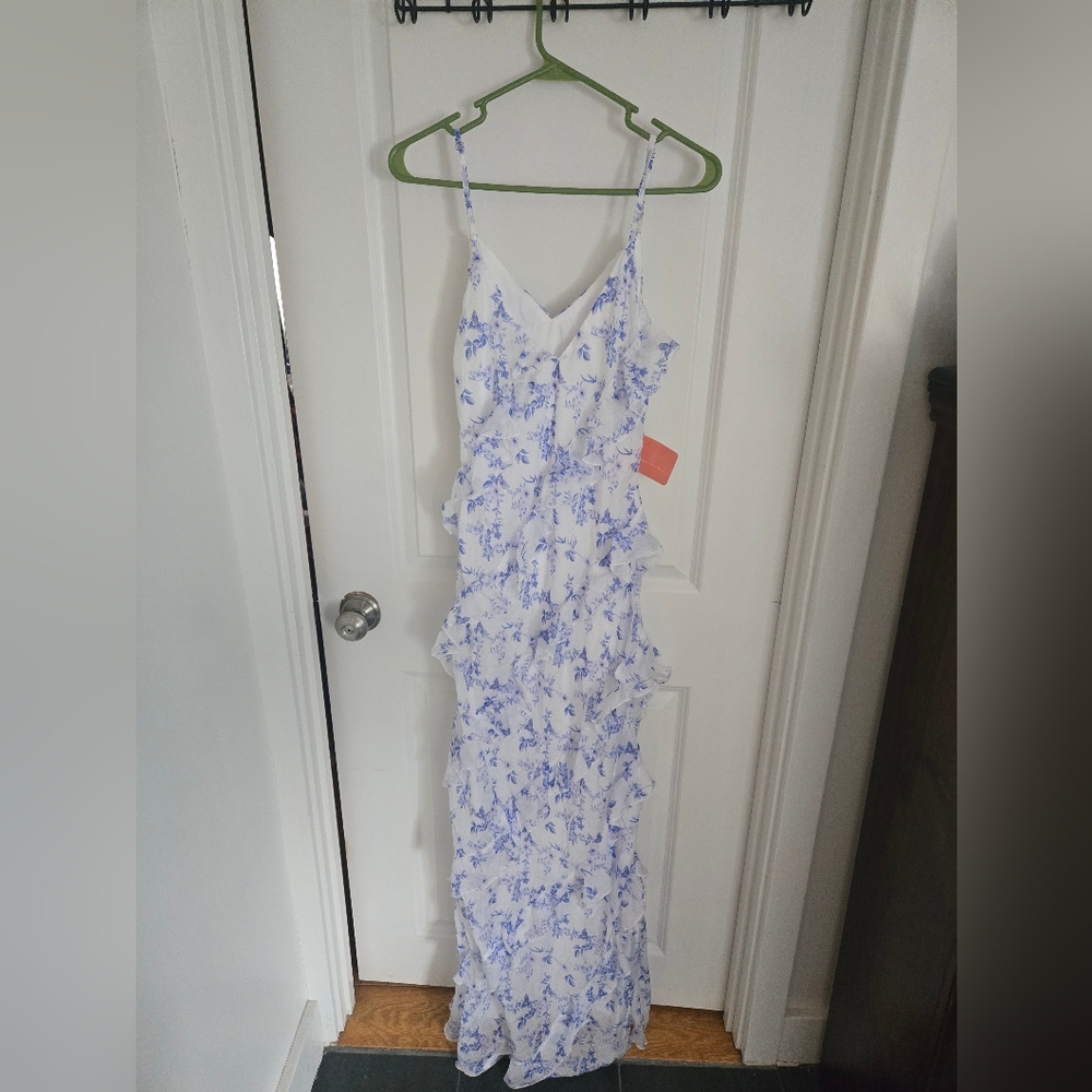 Floral Blue and White Women's Dress Size Large